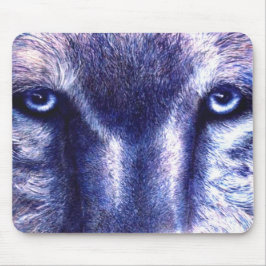 Blaue Augen-Wolf-Mausunterlage Mousepad
