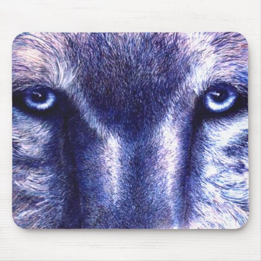 Blaue Augen-Wolf-Mausunterlage Mousepad (Vorne)