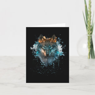 Blaue-Augen-Wolf-Splatter-Art Karte