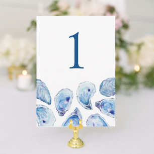 Blaue Auster-Wasserfarben-Hochzeitstisch-Nummer Einladung