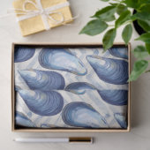 Blaue Austern im Zickzack Hintergrund Seidenpapier (Geschenk)