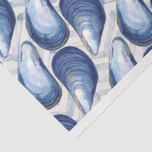 Blaue Austern im Zickzack Hintergrund Seidenpapier (Ausschnitt)