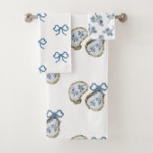 Blaue Austern und Blumen Badhandtuch Set (Insitu)