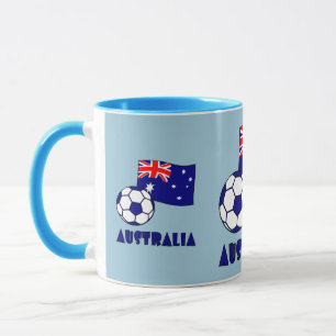 Blaue australische Fußballflagge mit blauem Hinter Tasse