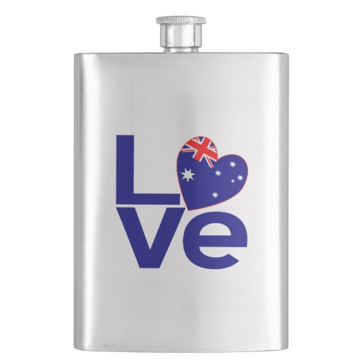 Blaue Australische LIEBE Flachmann (Vorderseite)