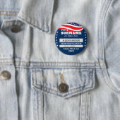 Blaue autorisierte Wahlkampf-ID für Freiwillige Button (Beispiel)