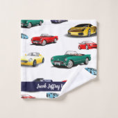 Blaue Autos Pkw-Muster Badhandtuch Set (Waschlappen)