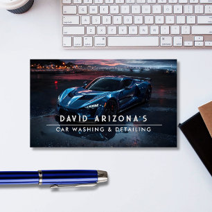 Blaue Autowäsche & Auto-Detailing Visitenkarte