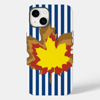Blaue Autumnal Streifen mit Blätter Case-Mate iPhone Hülle