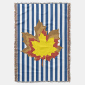 Blaue Autumnal Streifen mit Blätter Decke (Vorderseite Vertikal)