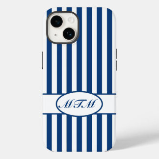 Blaue Autumnal Streifen mit Monogramm Case-Mate iPhone Hülle