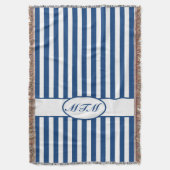 Blaue Autumnal Streifen mit Monogramm Decke (Vorderseite Vertikal)