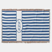 Blaue Autumnal Streifen mit Monogramm Decke (Vorderseite)