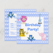 BLAUE AZTEC ZOO PARTY EINLADUNG (Vorne/Hinten)