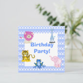 BLAUE AZTEC ZOO PARTY EINLADUNG (Stehend Vorderseite)