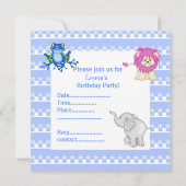 BLAUE AZTEC ZOO PARTY EINLADUNG (Rückseite)