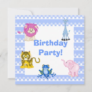 BLAUE AZTEC ZOO PARTY EINLADUNG