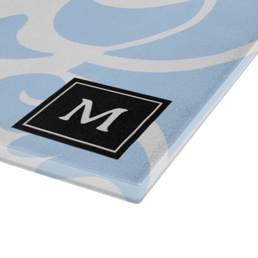 Blaue Azulejos Portugiesische Monogram Schneidebrett (Ecke)