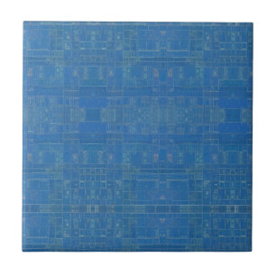 Blaue azurblaue teal geometrische Gestaltung Katze Fliese