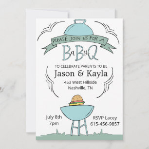blaue Baby-BBQ-Einladung Einladung