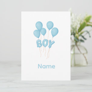 Blaue Baby Boy Luftballon-Feier  Einladung