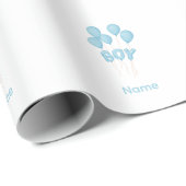 Blaue Baby Boy Luftballon-Feier Geschenkpapier (Rolleneckpunkt)