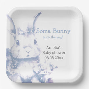 Blaue Baby-Bunny-Baby-Party Pappteller