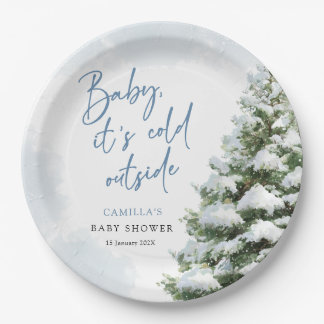 Blaue Baby Es ist kalt draußen Baby Shower Pappteller