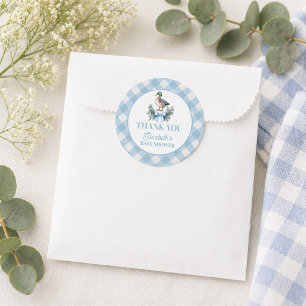 Blaue Baby-Junge-Stockenten-Baby-Party Runder Aufkleber