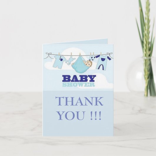 BLAUE BABY SHOWER DANKEN DANKESKARTE (Vorderseite)