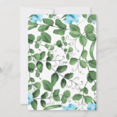 Blaue Babydusche Einladung Jungenerbse in einer Ka (Rückseite)