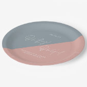 Blaue Babydusche Pappteller (Schrägansicht)