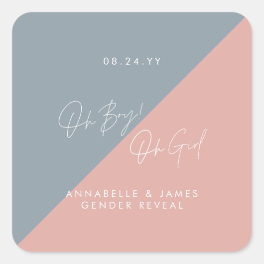 Blaue Babydusche Quadratischer Aufkleber (Vorderseite)