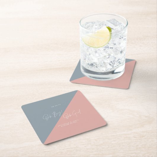 Blaue Babydusche Rechteckiger Pappuntersetzer (Vor Ort)