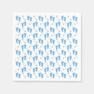 Blaue Babyfußabdrücke auf Weiß Serviette