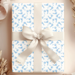 Blaue Babyfußabdrücke Baby Shower Muster Geschenkpapier
