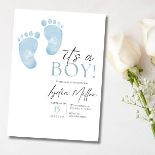 Blaue Babyfüße Baby Shower Einladung, Jungen Showe Einladung