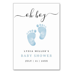 Blaue Babyfüße Baby Shower Willkommensschild Baby  Tischnummer