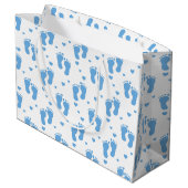Blaue Babyfüße Große Geschenktasche Geschenktüte (Rückseite Schrägansicht)