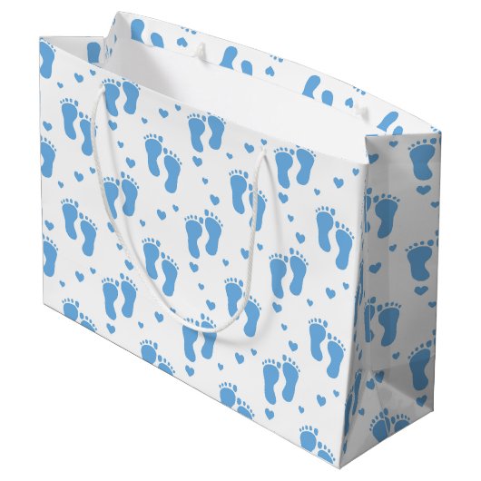 Blaue Babyfüße Große Geschenktasche Große Geschenktüte (Rückseite Schrägansicht)