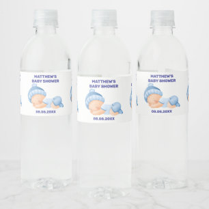 Blaue Babyparty, Baby Boy Shower Wasserflaschenetikett