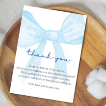 Blaue Babyparty-Dankeskarten – Editierbar