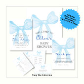 Blaue Babyparty-Dankeskarten – Editierbar