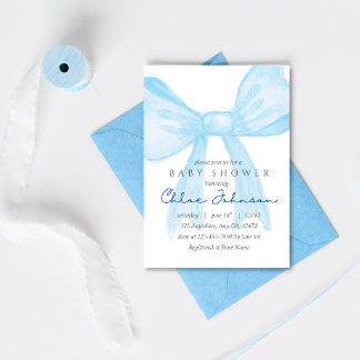 Blaue Babyparty-Einladung – Bearbeitbare Vorlage