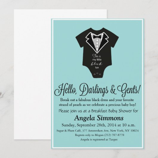 Blaue Babyparty-Einladung Einladung (Vorne/Hinten)