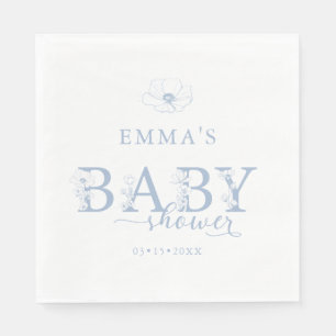 Blaue Babyparty   Elegante Wildblumenflora Serviette