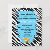 blaue Babypartyeinladungen des wilden Zebra! Einladung (Rückseite)