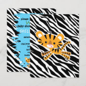 blaue Babypartyeinladungen des wilden Zebra! Einladung (Vorne/Hinten)