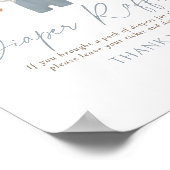 Blaue Babysachen Baby Shower Windel-Raffle-Schild Poster (Ecke)