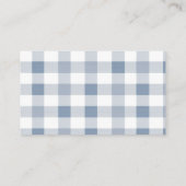 Blaue Babyschuhe Gingham-Junge Baby Shower Geschen Begleitkarte (Rückseite)